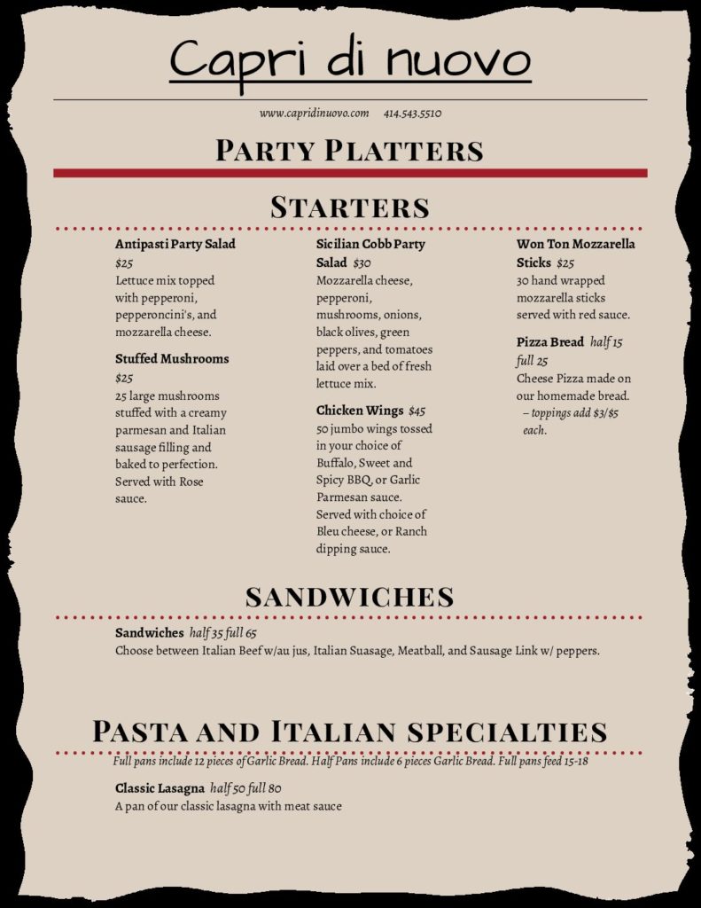 Catering Capri di Nuovo Italian Restaurant